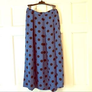 Who What Wear long blue/black polka dot skirt